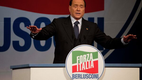 Forza Italia party leader Silvio Berlusconi delivers his message during a rally to support Forza Italia candidates for the European Parliament in Rome, Thursday, May 22, 2014 - Sputnik International