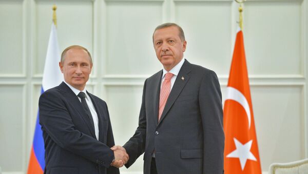 Russian President Vladimir Putin and his Turkish counterpart Recep Tayyip Erdogan - Sputnik International