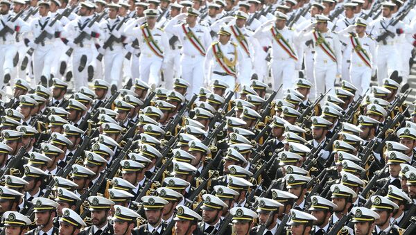 Iranian navy troops march in a parade marking National Army Day - Sputnik International