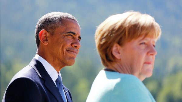 US President Barack Obama and Germany's Chancellor Angela Merkel - Sputnik International