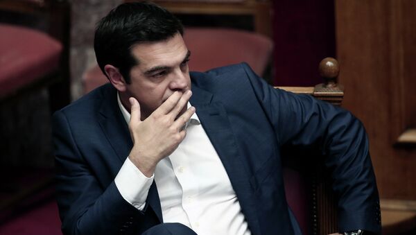 Greek Prime Minister Alexis Tsipras looks on within his address to the Greek Parliament in Athens on June 5, 2015 - Sputnik International
