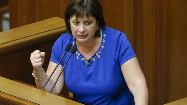 Ukraine's Finance Minister Natalia Yaresko speaks to deputies during a report for the fulfillment of the state budget in parliament, in Kiev, Ukraine, June 16, 2015 - Sputnik International