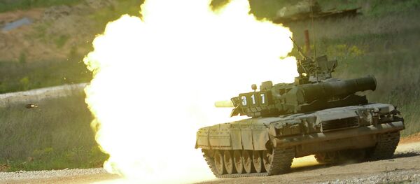 This file photo illustrates a T-80 tank during a demonstration program of Army-2015 International Military-Technical Forum - Sputnik International