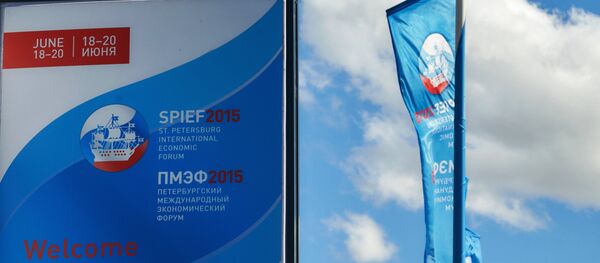Preparations for opening of St Petersburg International Economic Forum Preparations for opening of St Petersburg International Economic Forum - Sputnik International