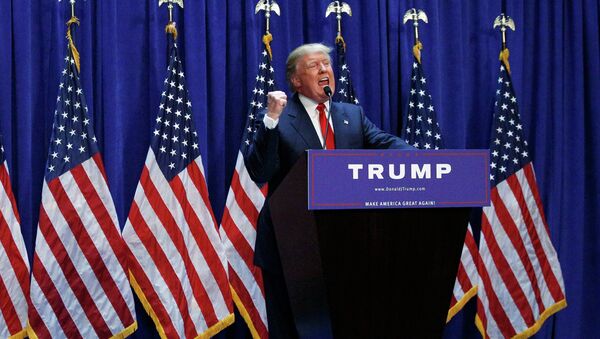U.S. Republican presidential candidate, real estate mogul and TV personality Donald Trump formally announces his campaign for the 2016 Republican presidential nomination during an event at Trump Tower in New York June 16, 2015 - Sputnik International