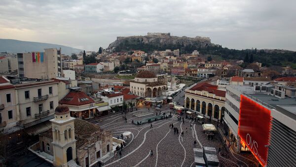 Clouds are seen over ancient Acropolis hill and Monastiraki square in Athens historic Plaka district - Sputnik International