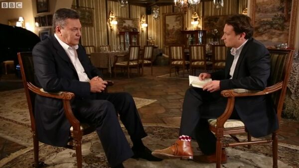 Viktor Yanukovych during his interview with BBC - Sputnik International