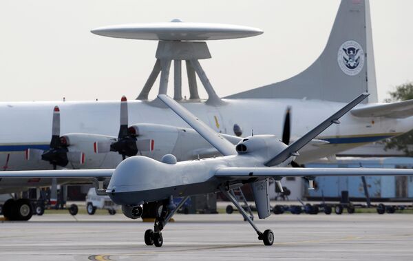 General Atomics MQ-9 Reaper unmanned aircraft taxis at the Naval Air Station in Corpus Christi, Texas. General Atomics MQ-9 Reaper unmanned aircraft taxis at the Naval Air Station in Corpus Christi, Texas. - Sputnik International