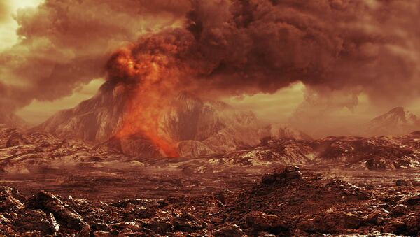 Artist's impression of an active volcano on Venus. - Sputnik International
