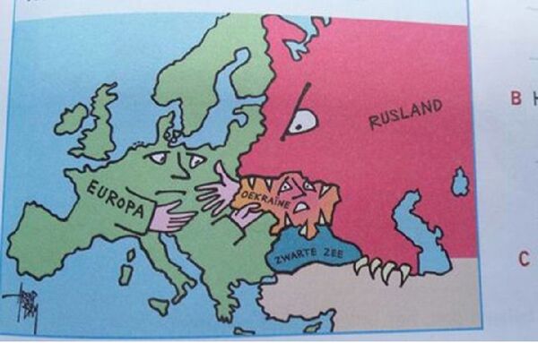 A school textbook in the Netherlands depicts Russia as a monster, tearing apart Ukraine with its sharp claws and teeth. A school textbook in the Netherlands depicts Russia as a monster, tearing apart Ukraine with its sharp claws and teeth. - Sputnik International
