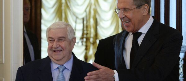 Russian Foreign Minister Sergei Lavrov meets with his Syrian counterpart Walid Muallem Russian Foreign Minister Sergei Lavrov meets with his Syrian counterpart Walid Muallem - Sputnik International