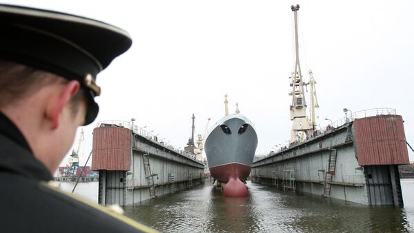 Admiral Sergey Gorshkov Frigate, a lead ship of the Russian Navy, launched at the Servernaya Verf in St.Petersburg - Sputnik International