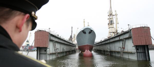 Admiral Sergey Gorshkov Frigate, a lead ship of the Russian Navy, launched at the Servernaya Verf in St.Petersburg - Sputnik International