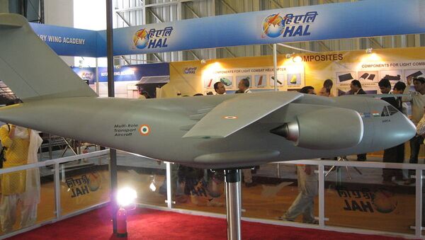 A model of the UAC/HAL Multi-role Transport Aircraft at the Aero India exhibition in 2009 - Sputnik International