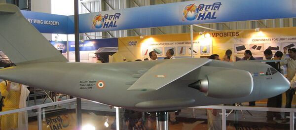 A model of the UAC/HAL Multi-role Transport Aircraft at the Aero India exhibition in 2009 - Sputnik International