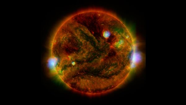 Flaring, active regions of our sun are highlighted in this new image combining observations from several telescopes - Sputnik International