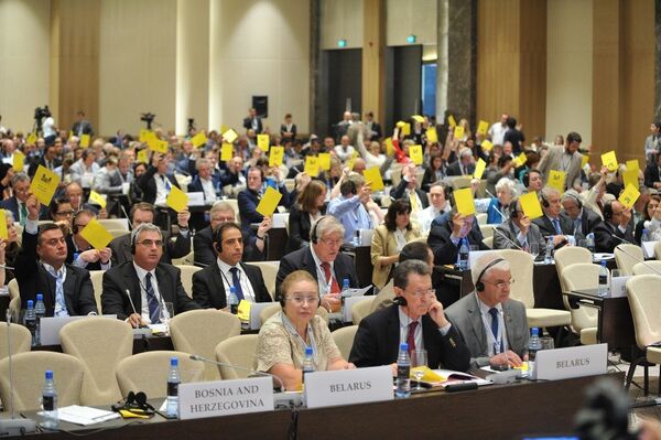 The OSCE Parliamentary Assembly comprises lawmaker members from 56 parliaments. The Holy See, which has no national parliament, also sends two representatives to the Assembly's meetings as guests of honor. Its HQ is in Paris. The OSCE Parliamentary Assembly comprises lawmaker members from 56 parliaments. The Holy See, which has no national parliament, also sends two representatives to the Assembly's meetings as guests of honor. Its HQ is in Paris. - Sputnik International