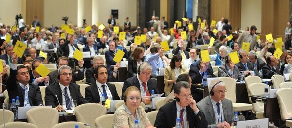 The OSCE Parliamentary Assembly comprises lawmaker members from 56 parliaments. The Holy See, which has no national parliament, also sends two representatives to the Assembly's meetings as guests of honor. Its HQ is in Paris. The OSCE Parliamentary Assembly comprises lawmaker members from 56 parliaments. The Holy See, which has no national parliament, also sends two representatives to the Assembly's meetings as guests of honor. Its HQ is in Paris. - Sputnik International