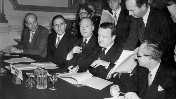 In this Feb. 27, 1953 file photo, the German Debts Agreement is signed in London. Though Germany is resisting Greece’s pleas for some relief, it should know better than most what it can achieve. - Sputnik International