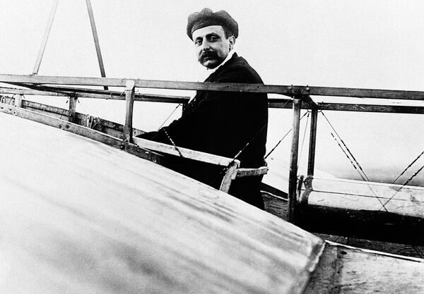 An undated photo of French pilot and engineer Louis Bleriot at the controls of the plane which made the first flight across the English Channel on July 25, 1909. - Sputnik International