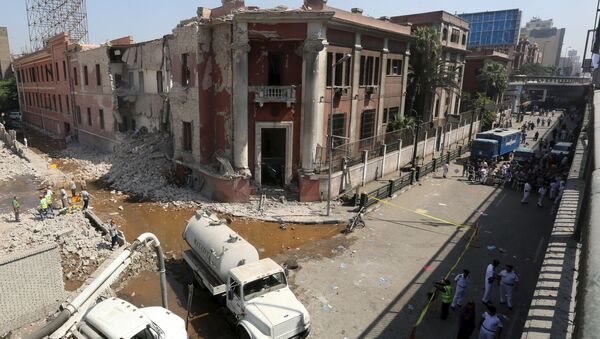 A general view of the site of a bomb blast at the Italian Consulate is seen in Cairo, Egypt, July 11, 2015 - Sputnik International