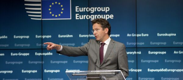 Dutch Finance Minister and chair of the eurogroup Jeroen Dijsselbloem speaks during a media conference after a meeting of eurogroup finance ministers in Brussels on Saturday, June 27, 2015 Dutch Finance Minister and chair of the eurogroup Jeroen Dijsselbloem speaks during a media conference after a meeting of eurogroup finance ministers in Brussels on Saturday, June 27, 2015 - Sputnik International