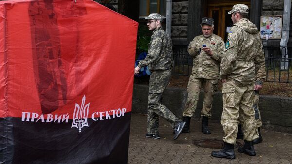 Right Sector rally at the building of Presidential Administration of Ukraine in Kiev - Sputnik International