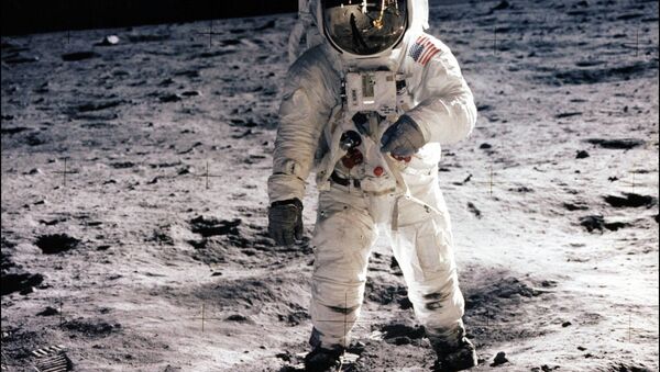 This picture taken 21 July 1969 of astronaut Edwin E. Aldrin Jr. walking on the surface of the moon near the leg of the Lunar Module (ML) Eagle and astronaut Neil Armstrong, during the Apollo 11 extravehicular activity (EVA). NASA no longer knows the whereabouts of the original tapes of man's first landing on the moon nearly 40 years ago, an official of the US space agency said 15 August 2006 - Sputnik International