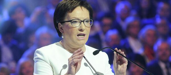 Polish Prime Minister Ewa Kopacz speaks to supporters during the convention of the ruling Civic Platform party ahead of the fall parliamentary elections, in Warsaw, Poland. Polish Prime Minister Ewa Kopacz speaks to supporters during the convention of the ruling Civic Platform party ahead of the fall parliamentary elections, in Warsaw, Poland. - Sputnik International