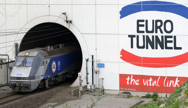 A EuroTunnel train coming out of the Channel Tunnel, owned by EuroTunnel, on in Coquelles, northern France. A EuroTunnel train coming out of the Channel Tunnel, owned by EuroTunnel, on in Coquelles, northern France. - Sputnik International