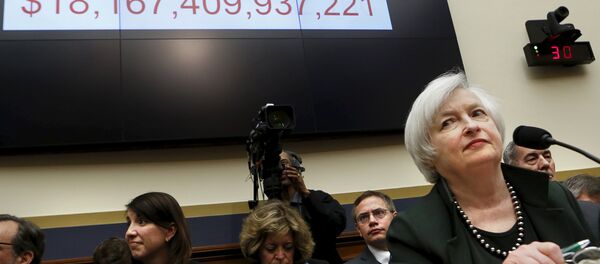 Federal Reserve Board Chair Janet Yellen prepares to testify before a House Financial Services committee hearing on Monetary Policy and the State of the Economy on Capitol Hill at in Washington July 15, 2015 Federal Reserve Board Chair Janet Yellen prepares to testify before a House Financial Services committee hearing on Monetary Policy and the State of the Economy on Capitol Hill at in Washington July 15, 2015 - Sputnik International