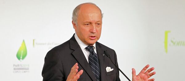 French Foreign Minister Laurent Fabius delivers a speech during the a climate meeting in Paris, France, Tuesday, July 21, 2015 - Sputnik International