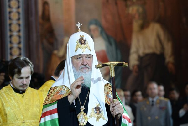 Patriarch Kirill of Moscow and All Russia holds divine service at the Cathedral of Christ the Savior on the 1,000th anniversary of the death of Holy Prince Vladimir Equal to the Apostles. Patriarch Kirill of Moscow and All Russia holds divine service at the Cathedral of Christ the Savior on the 1,000th anniversary of the death of Holy Prince Vladimir Equal to the Apostles. - Sputnik International