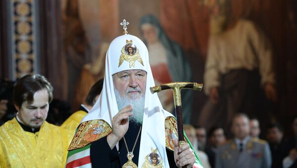 Patriarch Kirill holding the divine liturgy commemorating St. Vladimir in the Cathedral of Christ the Savior, Tuesday, July 28, 2015. - Sputnik International