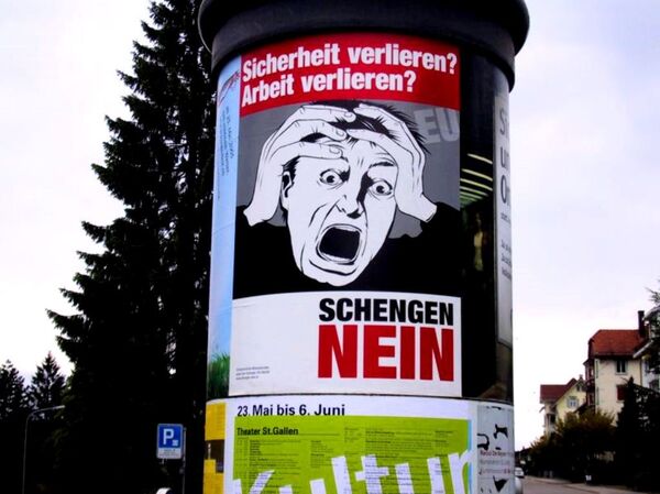 An anti-Schengen poster in Germany An anti-Schengen poster in Germany - Sputnik International
