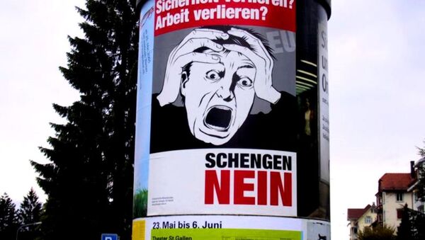 An anti-Schengen poster in Germany - Sputnik International
