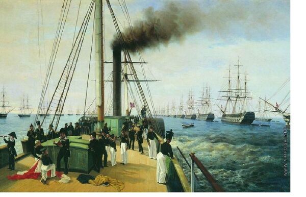 Imperial Inspection of Baltysky Navy Fleet in 1848. By A.P.Bogolyubov. 1850-60. - Sputnik International