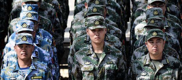 Chinese army soldiers during the rehearsal of the opening ceremony for the International Army Games 2015 at Alabino base outside Moscow - Sputnik International