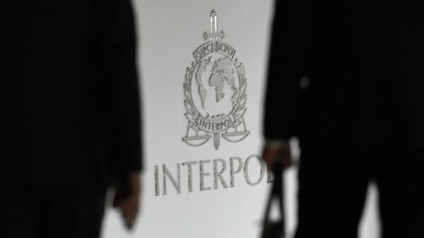 A logo at the newly completed Interpol Global Complex for Innovation building is seen during the inauguration opening ceremony in Singapore on April 13, 2015 - Sputnik International
