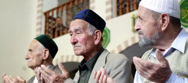 A collective prayer in the mosque Kebir-Jami on the Day of Remembrance of Crimean Deportation Victims. A collective prayer in the mosque Kebir-Jami on the Day of Remembrance of Crimean Deportation Victims. - Sputnik International