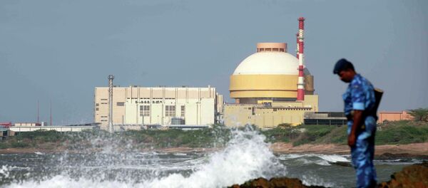 A paramilitary soldier stands near the Russian-built Kudankulam Atomic Power Project, at Kudankulam, about 700 kilometers (440 miles) south of Chennai, Tamil Nadu state, India - Sputnik International