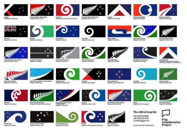 The 40-design shortlist of flags which might replace New Zealand's current flag following national referendums to be held later this year and in March 2016. The 40-design shortlist of flags which might replace New Zealand's current flag following national referendums to be held later this year and in March 2016. - Sputnik International