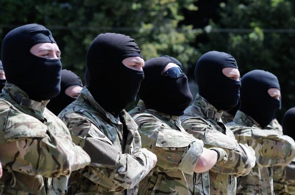 Azov battalion soldiers take oath in Kiev before being sent to Donbass - Sputnik International