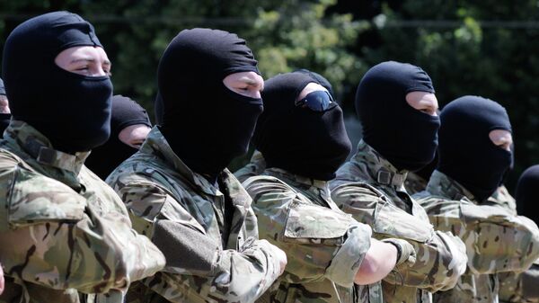 Azov battalion soldiers take oath in Kiev before being sent to Donbass - Sputnik International