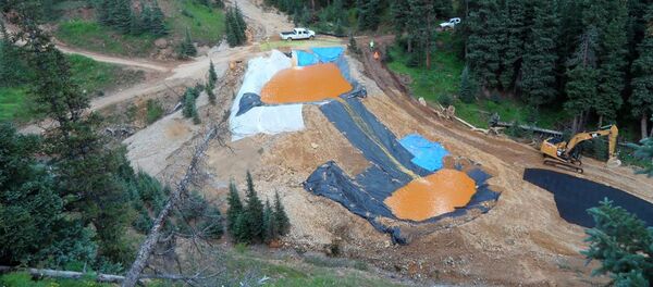 Yellow mine waste water from the Gold King Mine collects in holding pools. Yellow mine waste water from the Gold King Mine collects in holding pools. - Sputnik International