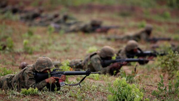 Brazilian Marines take part in a military training in the Formosa Training Camp, in the state of Goias, north of Brasilia, Brazil, Oct. 29, 2014. File photo - Sputnik International