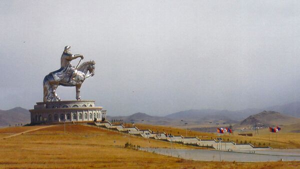 This May 1, 2015 photo shows the 40-metre (131-foot) tall Genghis Khan Equestrian Statue at the Genghis Khan Statue Complex 30 miles from Ulaanbaatar, Mongolia.  - Sputnik International