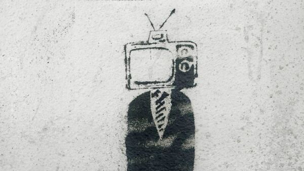TV Man in the Autumn - Stencil - Sputnik International