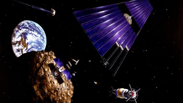 This painting shows an asteroid mining mission to an Earth-approaching asteroid - Sputnik International