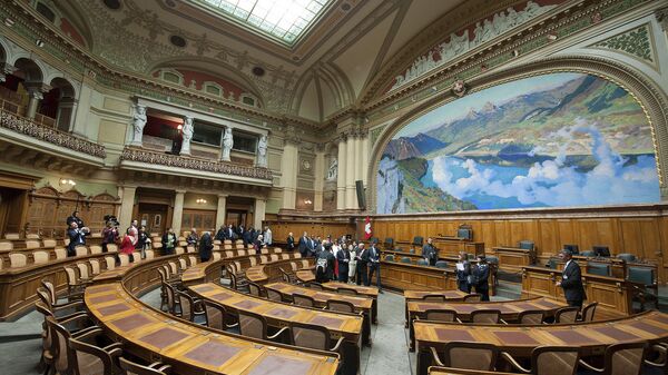 A wide view of the Chamber of the National Council, the lower house of the Swiss Federal Assembly, in Bern - Sputnik International